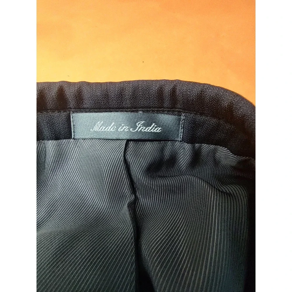 Oscar de la Renta Mens 42S Black Wool Cashmere Windowpane Blazer Sport Coat 3769